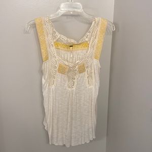 Lacey free people tank yellow and white